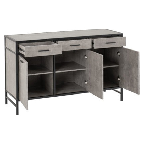 Alsip Sideboard With 3 Doors 3 Drawers In Concrete Effect_3