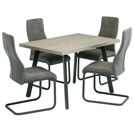 Product photograph of Athink Wooden Dining Table In Grey With 4 Palermo Grey Chairs from Furniture in Fashion