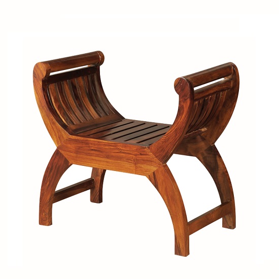 Athens Curved Stool In Solid Shesham Wood 27901 Furniture