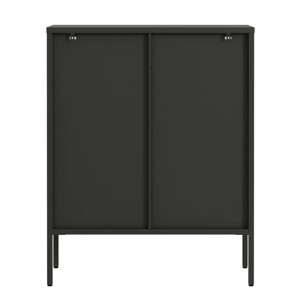 Athero Metal Storage Cabinet with 2 Fluted Glass Doors in Black
