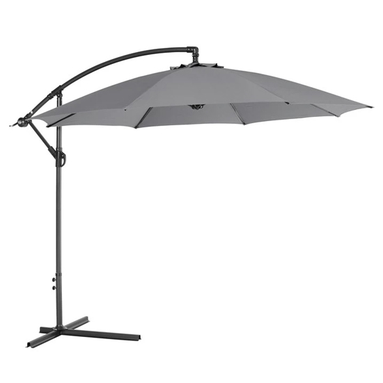 Photo of Athine 300cm round cantilever parasol in light grey