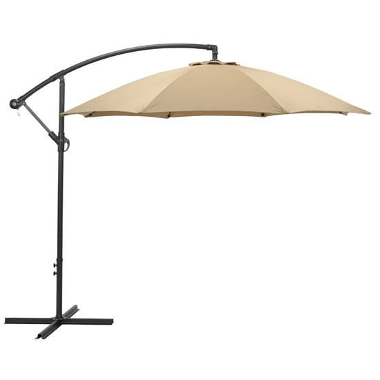 Product photograph of Athine 300cm Round Cantilever Parasol In Taupe from Furniture in Fashion