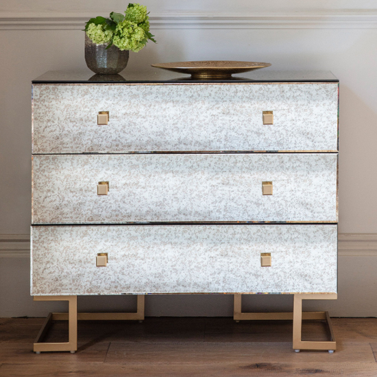 Read more about Athol mirrored chest of 3 drawers in antique glass