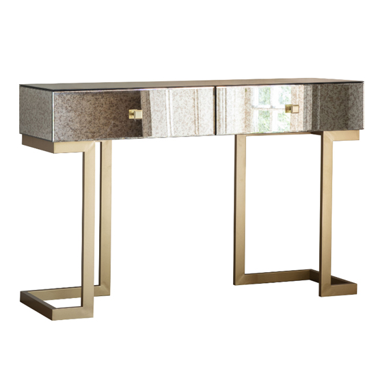 Athol Mirrored Console Table With 2 Drawers In Antique Glass_3