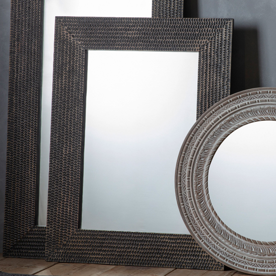 Atlanta Mango Wood Rectangular Wall Mirror In Black Furniture in Fashion
