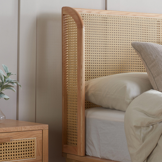 Atlanta Rattan Wooden King Size Bed In Oak