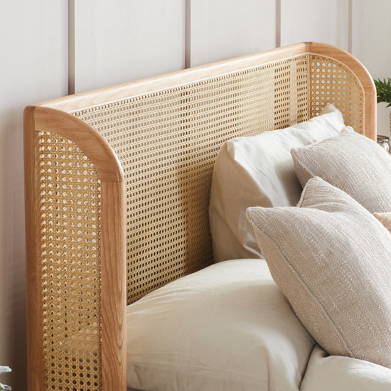 Atlanta Rattan Wooden King Size Bed In Oak