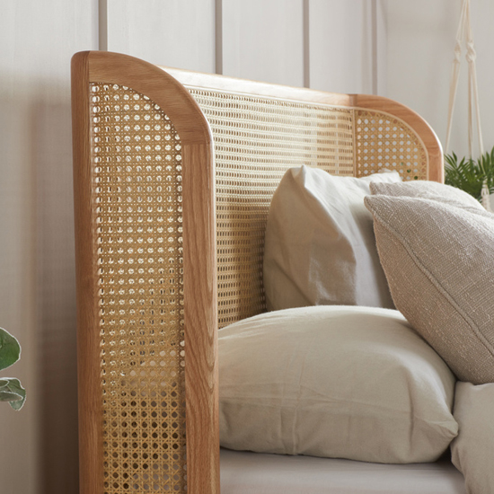 Atlanta Rattan Wooden King Size Bed In Oak