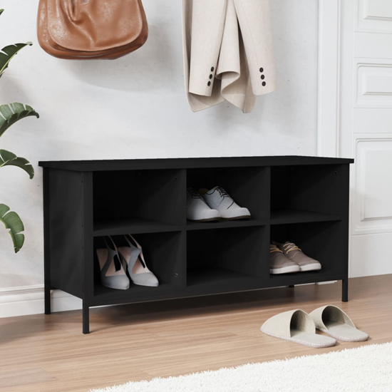 Product photograph of Atlanta Shoe Storage Bench 6 Compartments In Black from Furniture in Fashion