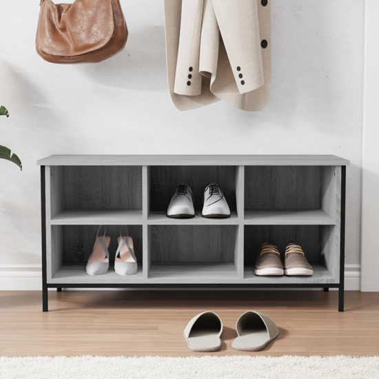 Atlanta Shoe Storage Bench 6 Compartments In Grey Sonoma Oak
