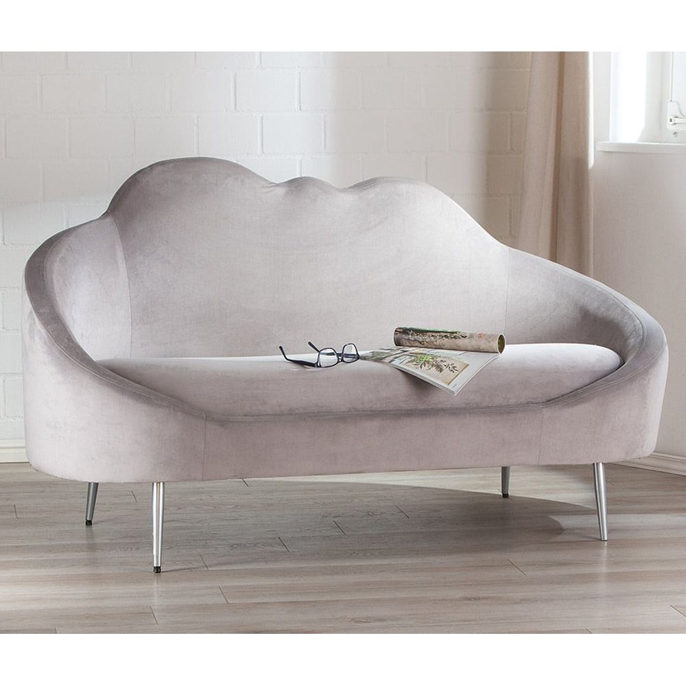 Atlanta Velvet 2 Seater Sofa With Metal Legs In Grey
