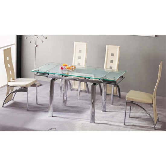 atlantaF dining set+4man - Decoration Ideas On Furnishing A Room With Glass Dining Table And Cream Chairs