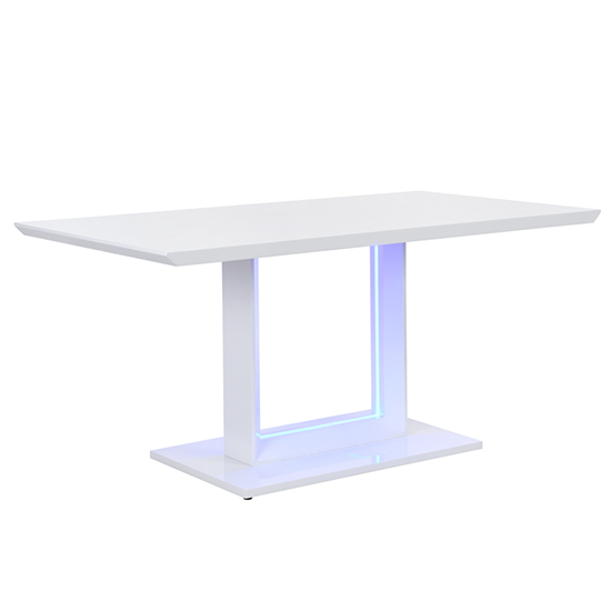 Atlantis Large High Gloss Dining Table In White With LED Lights_2