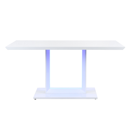 Atlantis Large High Gloss Dining Table In White With LED Lights_4