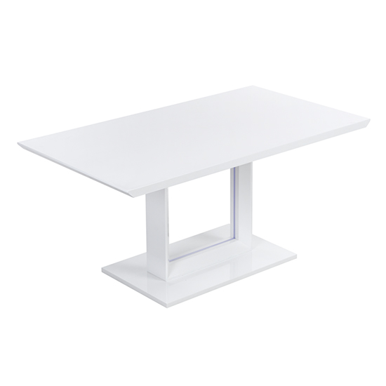 Atlantis Large High Gloss Dining Table In White With LED Lights_6