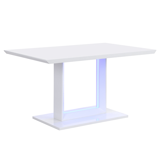 Atlantis LED Small High Gloss Dining Table In White_2