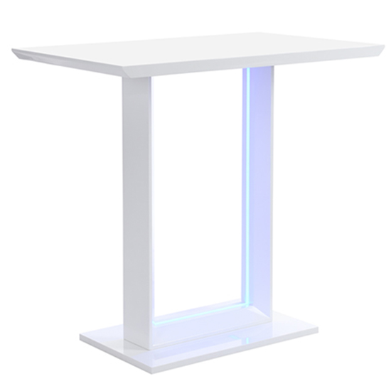 Atlantis LED High Gloss Bar Table With 4 Ripple White Stools_3
