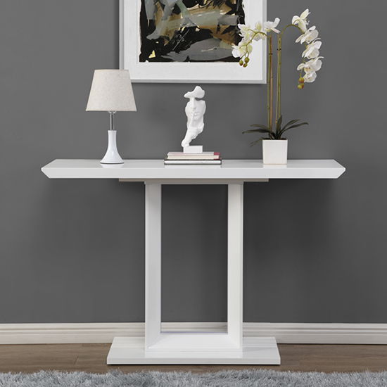 Atlantis High Gloss Console Table In White With Led Lighting Furniture Fashion Atlantis High Gloss Console Table In, How High Should A Console Table Be