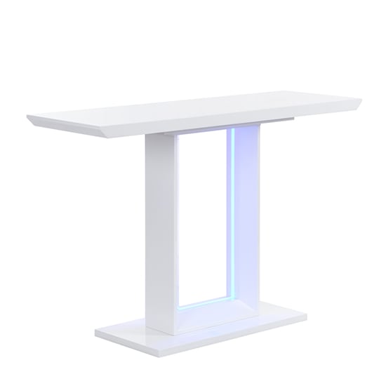 Atlantis High Gloss Console Table In White With LED Lighting_7