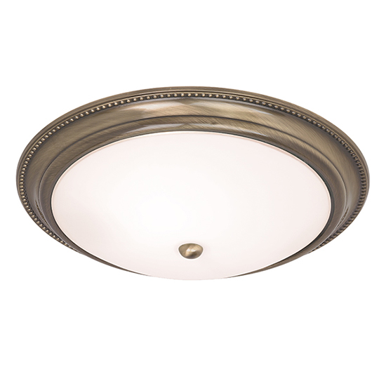 Atlas 2 Lights Flush Ceiling Light In Antique Brass
