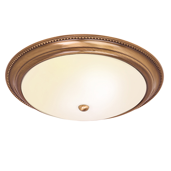 Atlas 2 Lights Flush Ceiling Light In Antique Brass