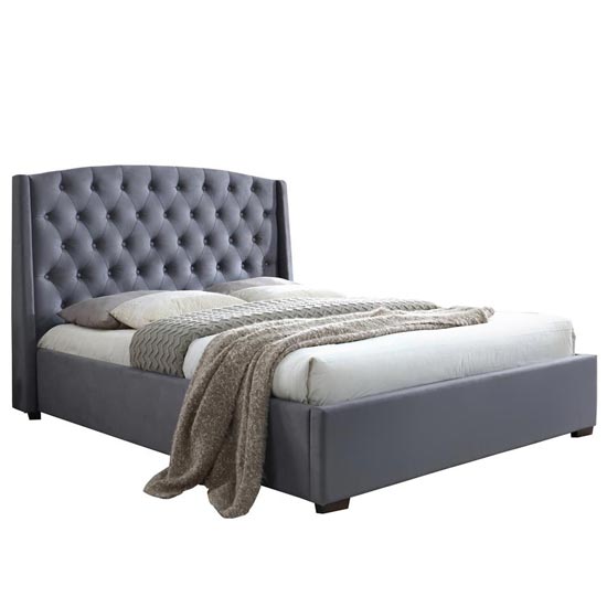 Atlas Fabric Double Bed In Grey Velvet_3