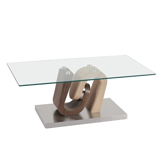 Product photograph of Atlas Glass Coffee Table With Wooden And Steel Base from Furniture in Fashion