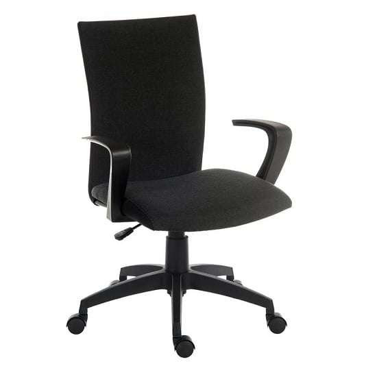 Product photograph of Atlas Fabric Home Office Chair In Black With Castors from Furniture in Fashion