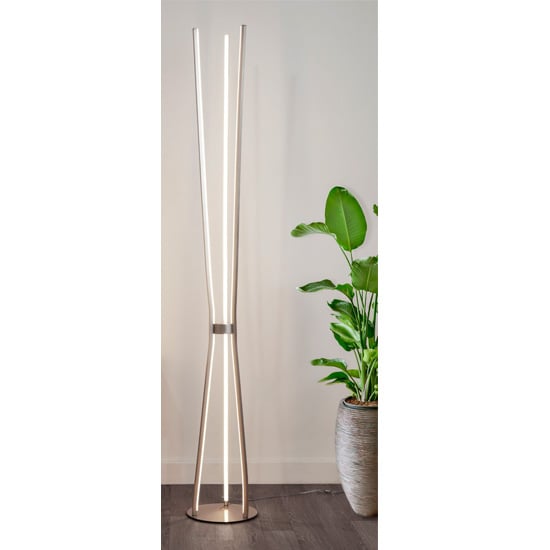 Atlas Tripod LED Floor Lamp In Satin Nickel Furniture in Fashion