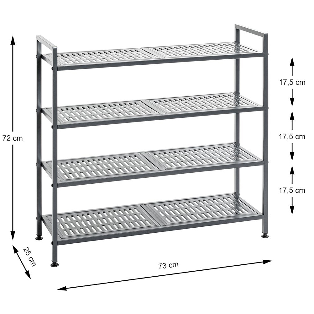 Atmore Metal Shoe Rack With 4 Shelves In Anthracite