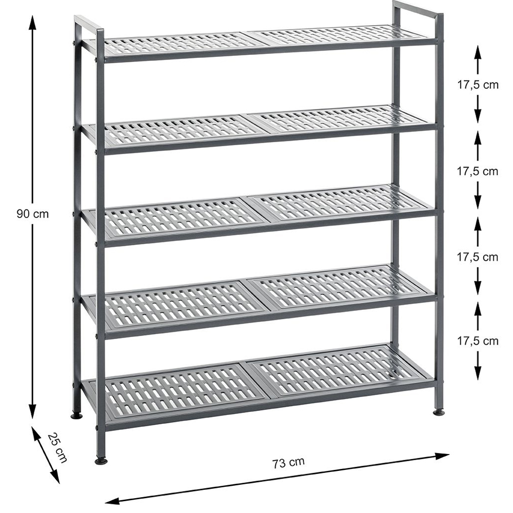 Atmore Metal Shoe Rack With 5 Shelves In Anthracite