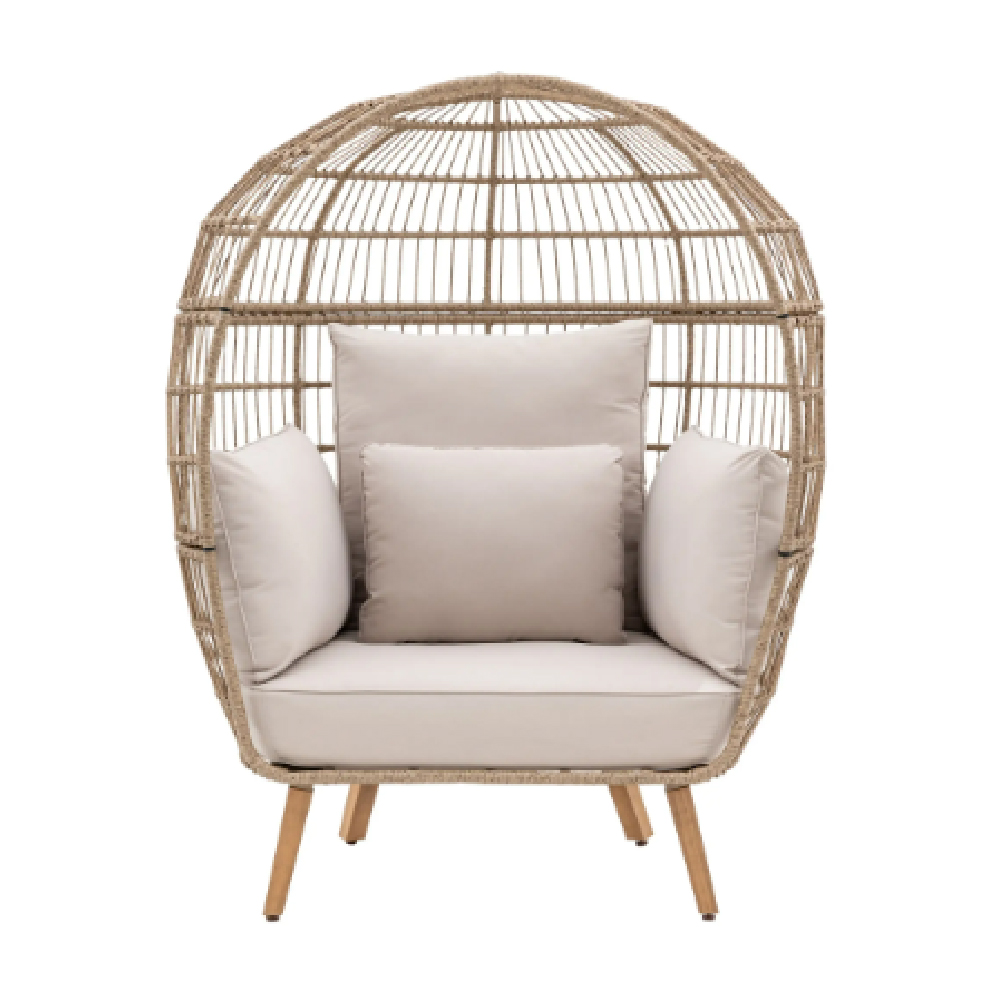 Atmore Outdoor Rattan Egg Chair With Cushion In Natural
