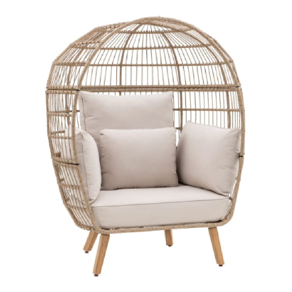 Atmore Outdoor Rattan Egg Chair With Cushion In Natural