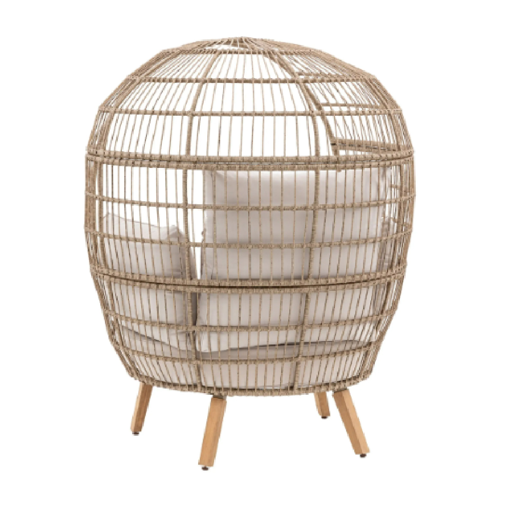 Atmore Outdoor Rattan Egg Chair With Cushion In Natural