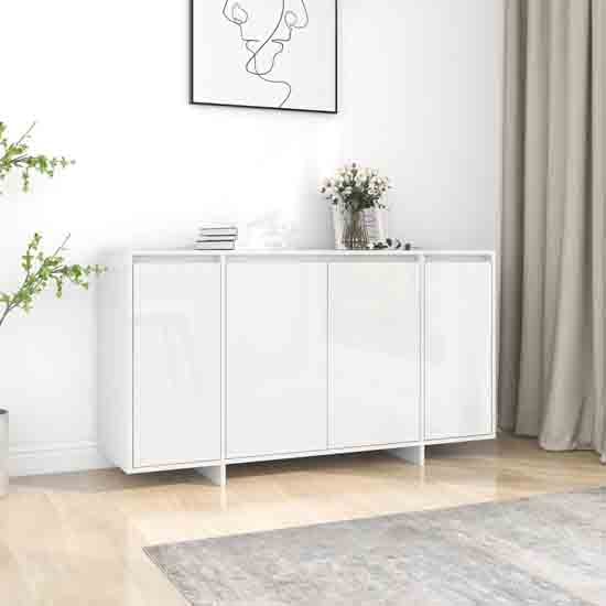 Product photograph of Atoka High Gloss Sideboard With 4 Doors In White from Furniture in Fashion
