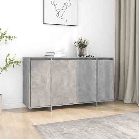 Atoka Wooden Sideboard With 4 Doors In Concrete Grey