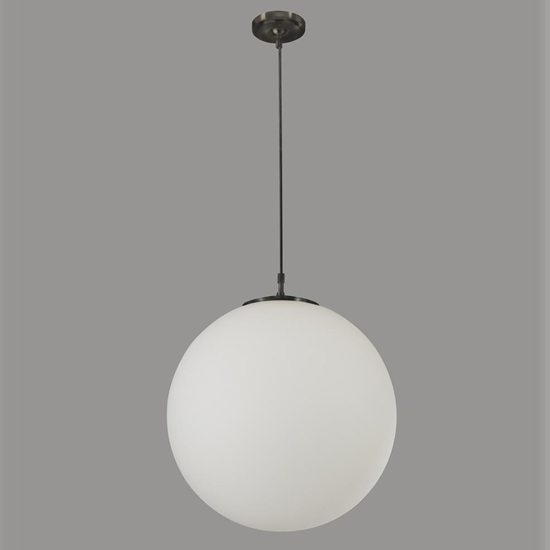 Photo of Atom small opal glass ceiling pendant light in black
