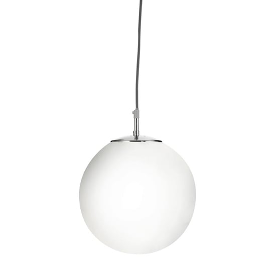 Atom Small Opal Glass Ceiling Pendant Light In Satin Silver