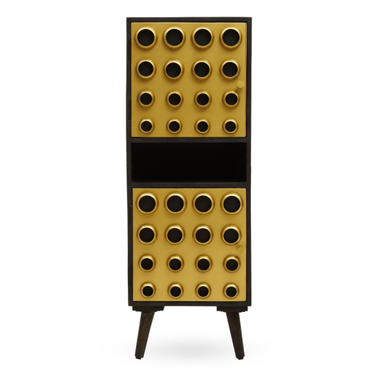 Atria Tall Wooden Storage Cabinet In Black And Gold