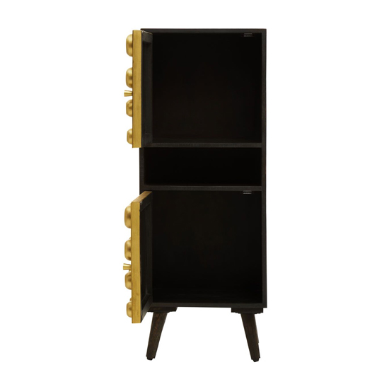 Atria Tall Wooden Storage Cabinet In Black And Gold