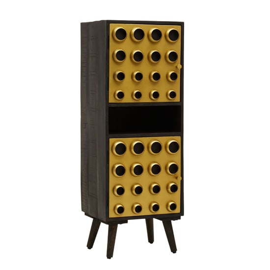Read more about Atria tall wooden storage cabinet in black and gold