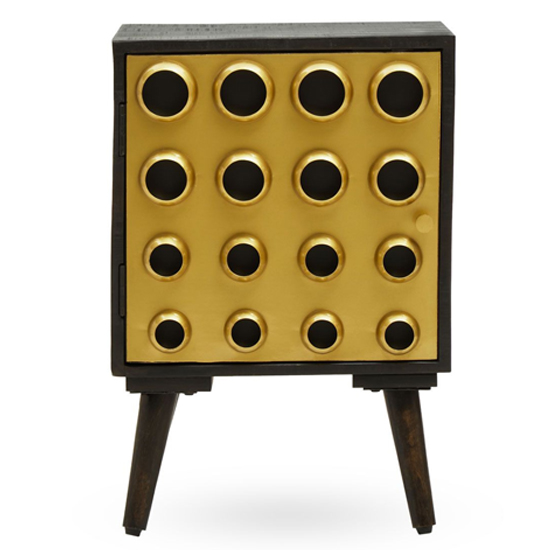 Atria Wooden Bedside Cabinet With 1 Door In Black And Gold