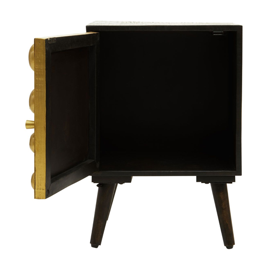 Atria Wooden Bedside Cabinet With 1 Door In Black And Gold