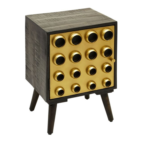 Atria Wooden Bedside Cabinet With 1 Door In Black And Gold