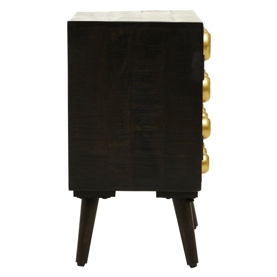 Atria Wooden Bedside Cabinet With 1 Door In Black And Gold