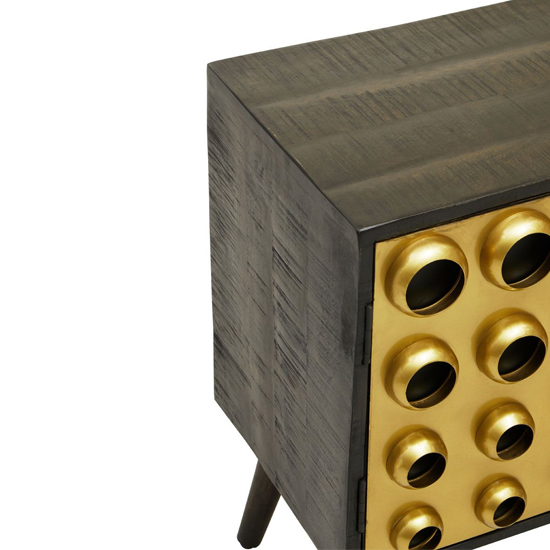 Atria Wooden Bedside Cabinet With 1 Door In Black And Gold