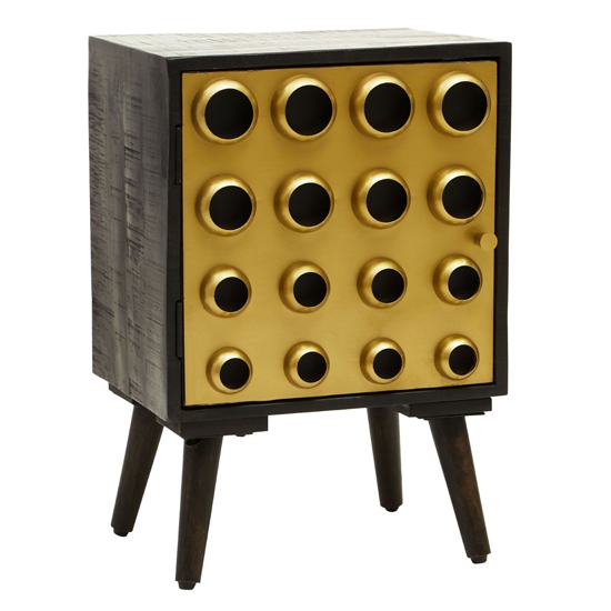 Read more about Atria wooden bedside cabinet with 1 door in black and gold