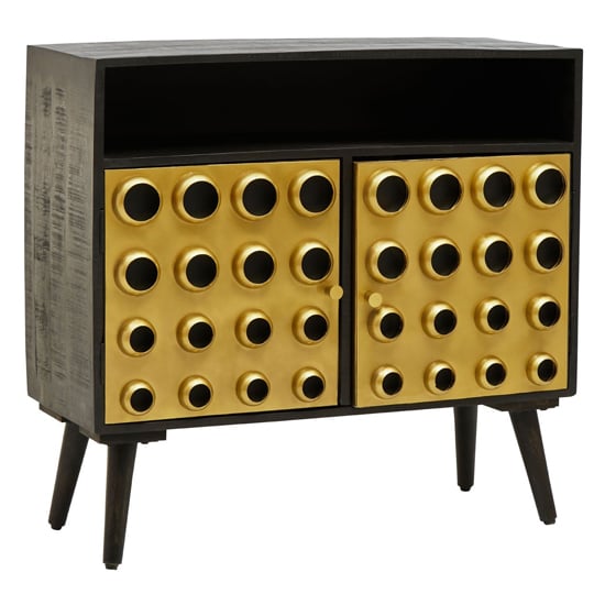 Product photograph of Atria Wooden Sideboard With 2 Doors In Black And Gold from Furniture in Fashion