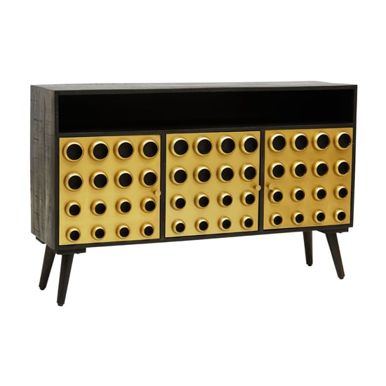 Product photograph of Atria Wooden Sideboard With 3 Doors In Black And Gold from Furniture in Fashion