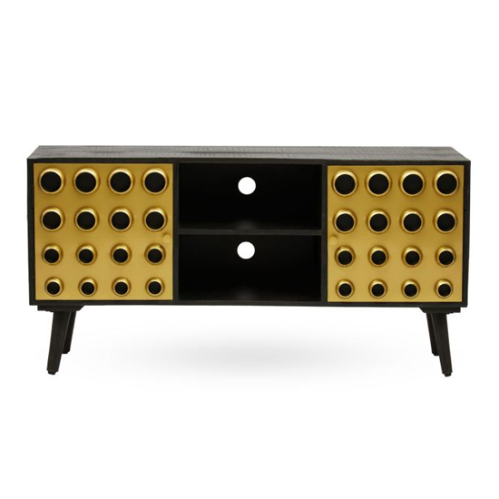 Atria Wooden TV Stand With 2 Doors In Black And Gold